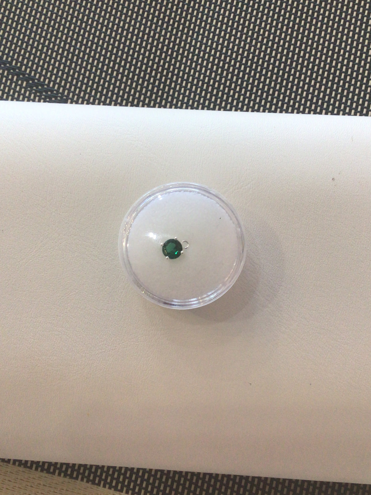 Permanent jewelry charm silver green emerald gem circle
