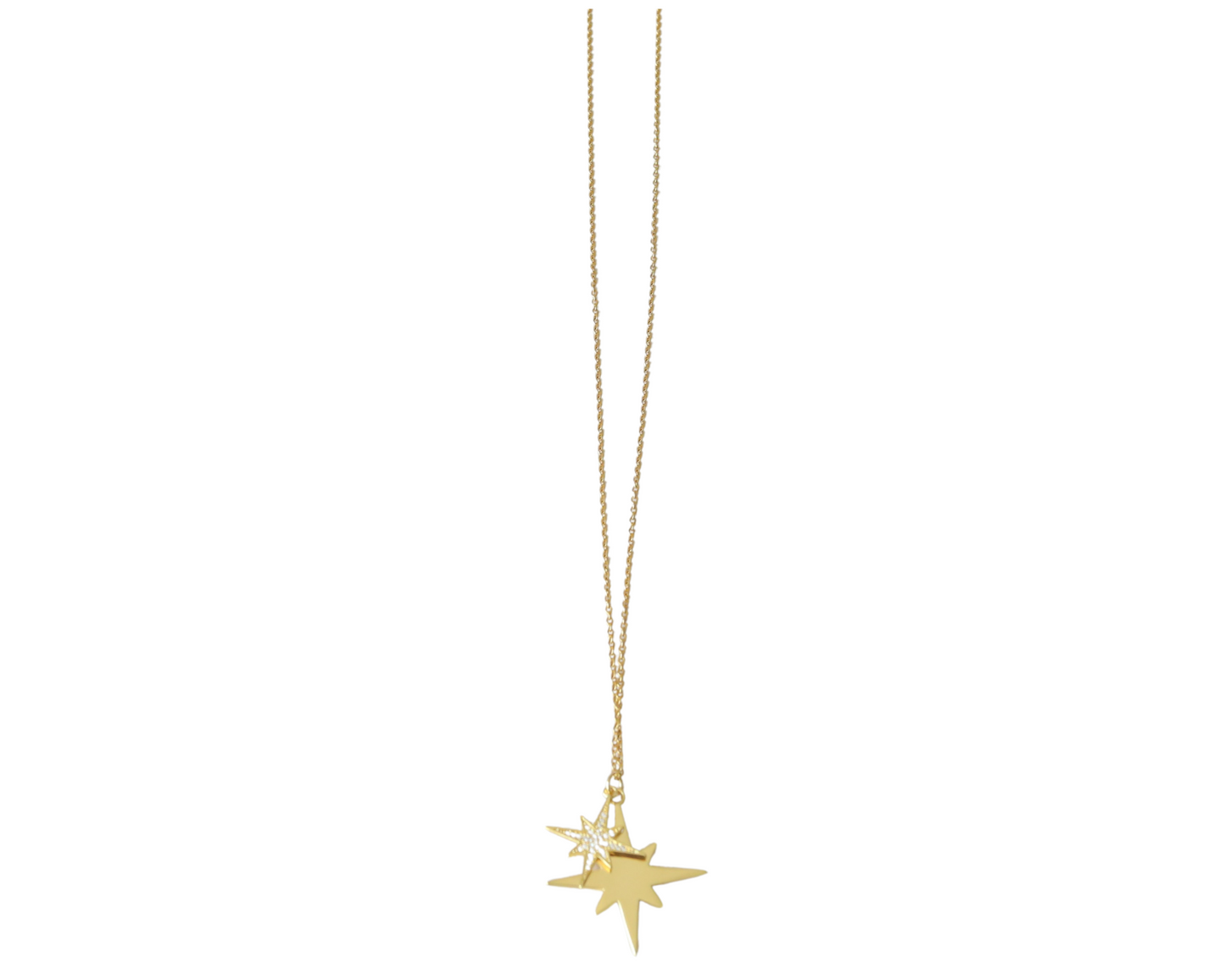 Gold Star w/ CZ Star Necklace