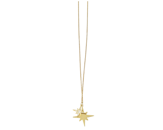 Gold Star w/ CZ Star Necklace