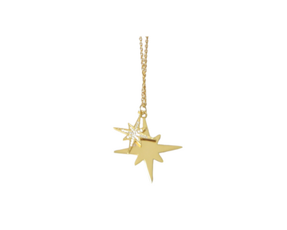 Gold Star w/ CZ Star Necklace