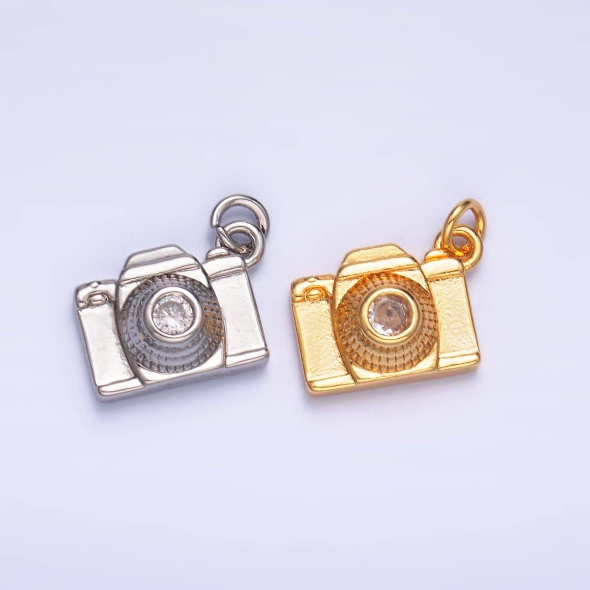 16K Gold Filled CZ Digital Camera Photography Charm in Gold & Silver | Y464: Silver