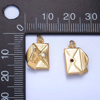 24K Gold Filled "Love You" Script Letter CZ Charm in Gold, Silver & Mixed Metal | W101 N046