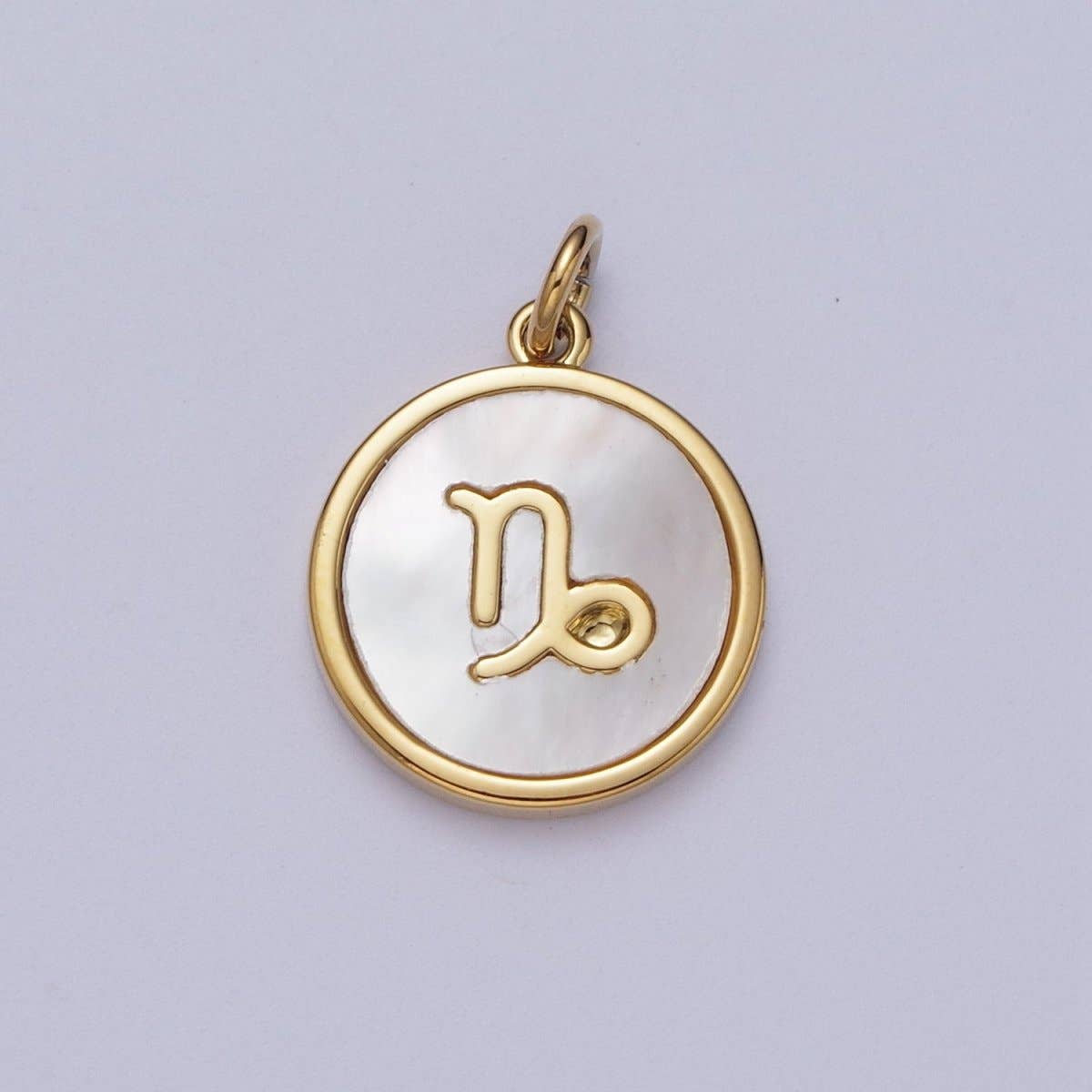 24K Gold Filled Zodiac Signs Shell Pearl Round Coin Charm Astrology Jewelry Making | A-A1367-A-A1372: Taurus