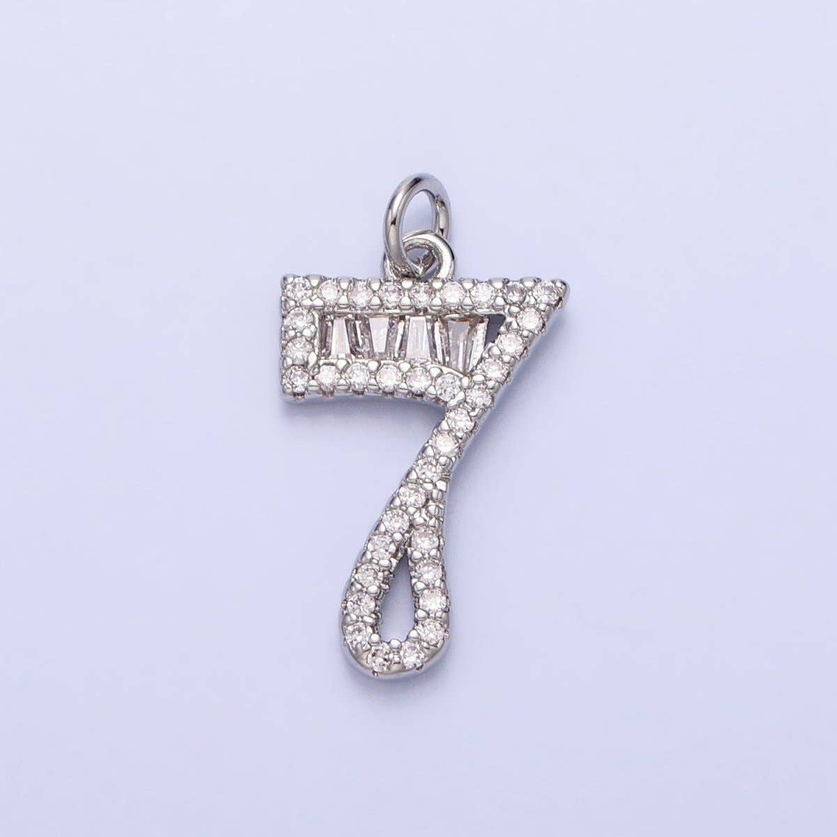 Micro Pave CZ Numbering Charms Pave Dangle Silver Number Charms Women Pave Number Findings Number 0-9 Charms AC529 - AC538: 1