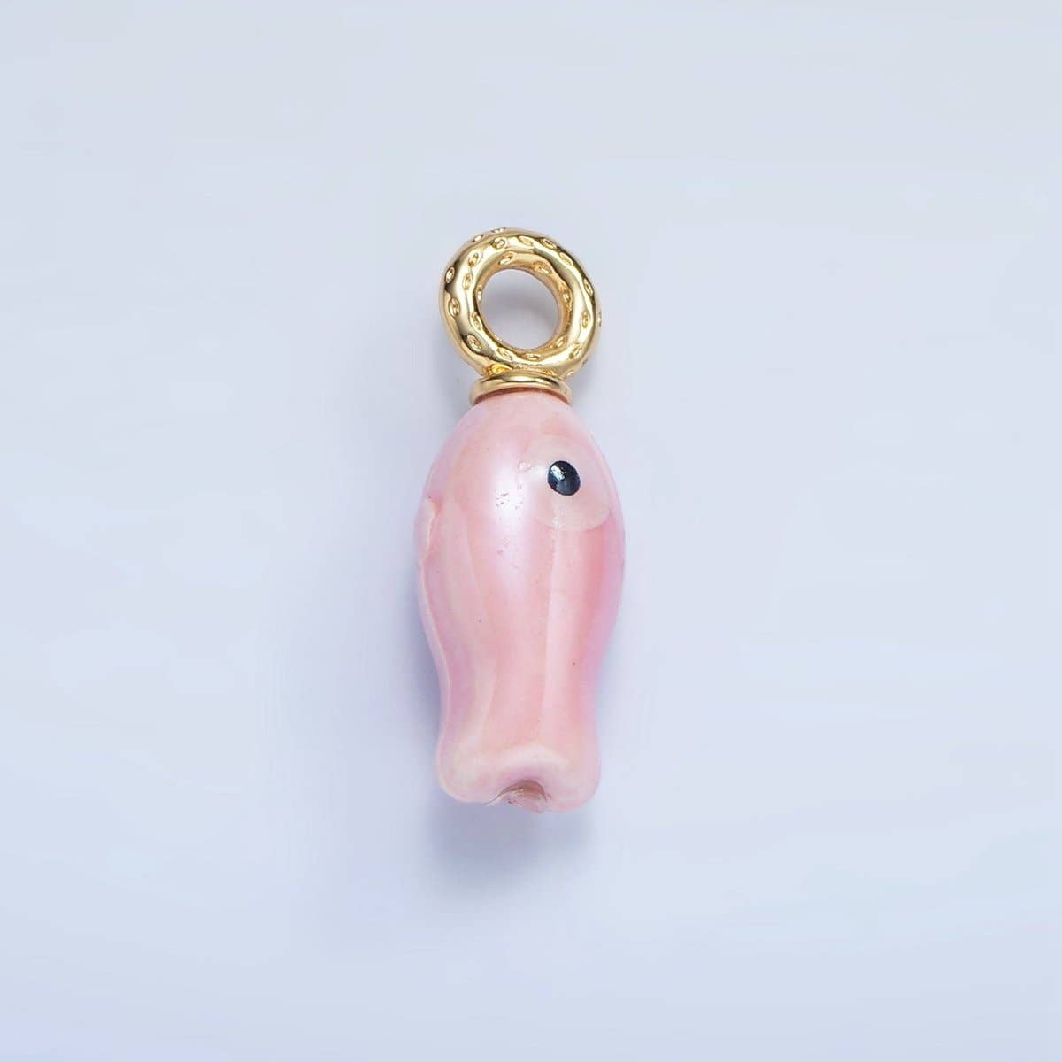 24K Gold Filled 30mm Enamel Fish Sea Animal Ceramic Drop Charm | X794 - X801: White
