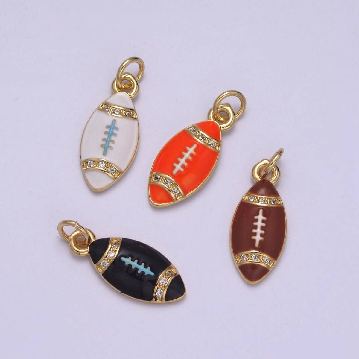Mini Gold Football Charm Sports Ball Super Ball Party Jewelry Necklace Earring Bracelet Making N-925 - N-928: Brown