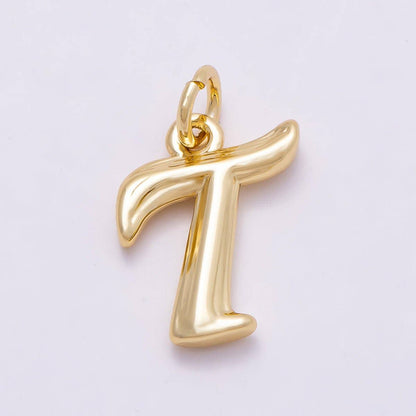 16K Gold Filled 14mm Minimalist Molten Alphabet Initial Letter Charm | Charms-00908 ~ Charms-00933: Letter A