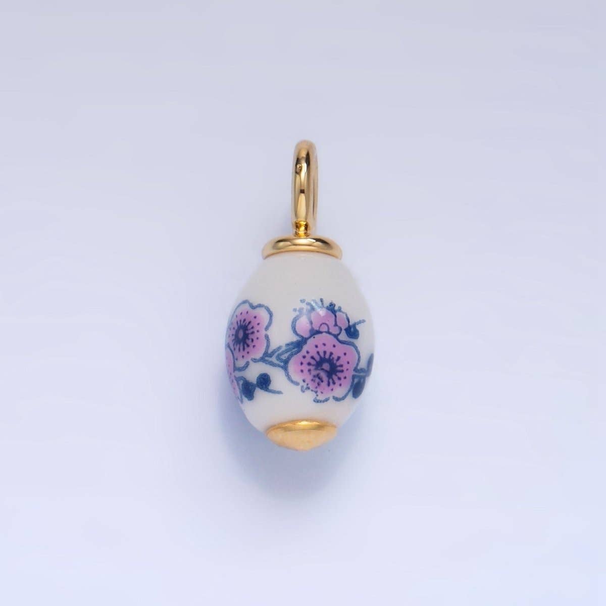 24K Gold Filled Nature Floral Mushroom Pet Sea Sell Ceramic Drop Charm: 21 Pink House