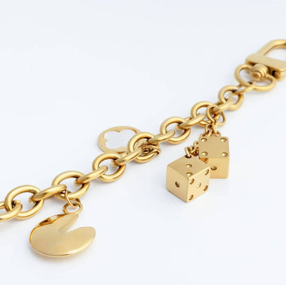 18K Gold PVD Stainless Steel Dice Charm: Gold