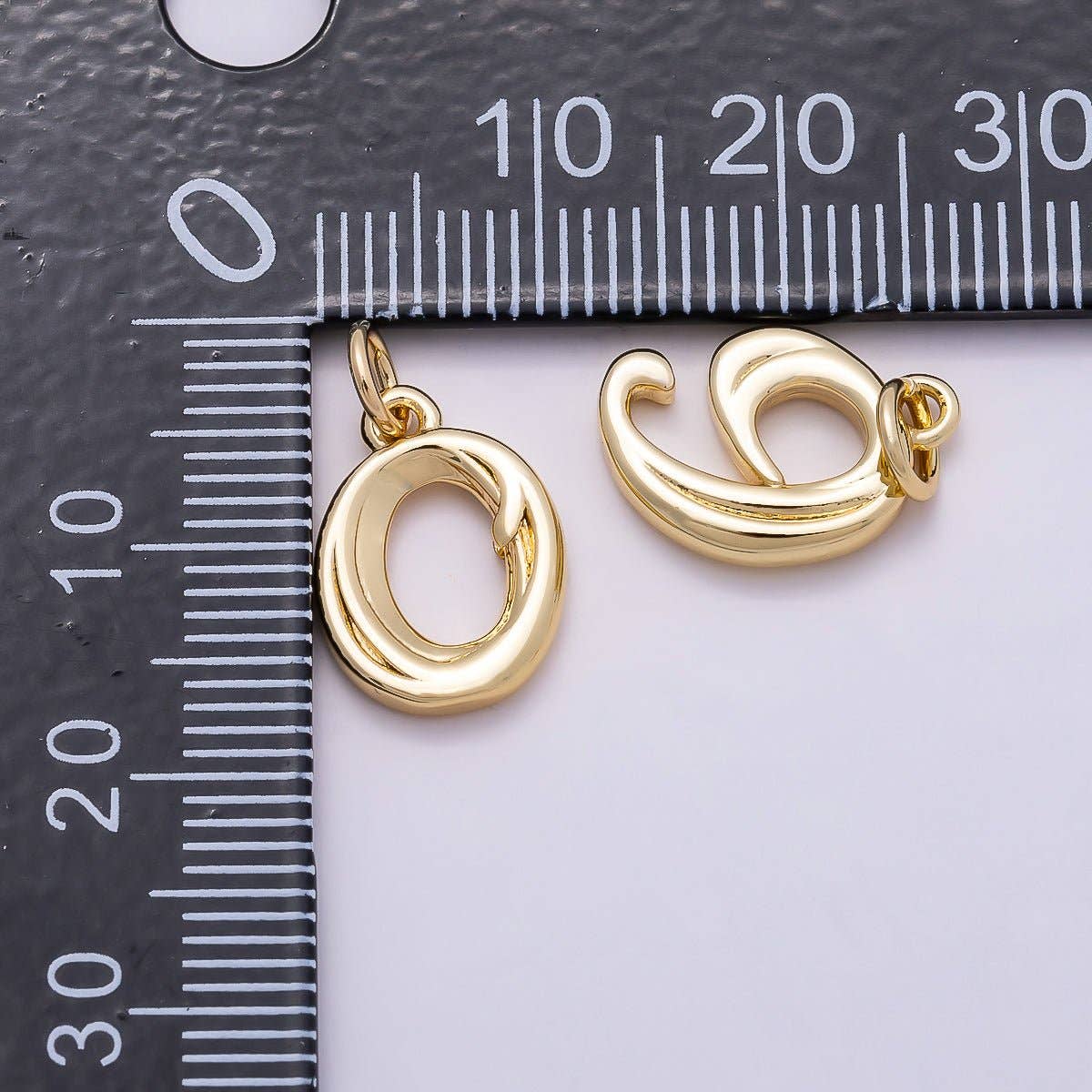 16K Gold Filled 14mm Minimalist Molten Number Numerology Charm | Charms-00878 ~ Charms-00887: Numbers 0-9 Set