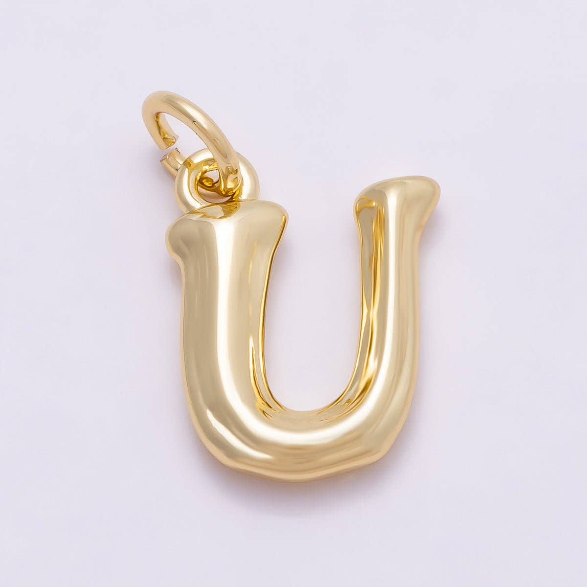 16K Gold Filled 14mm Minimalist Molten Alphabet Initial Letter Charm | Charms-00908 ~ Charms-00933: Letter A