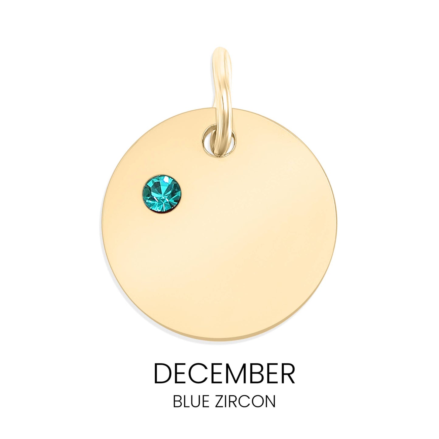 18K Gold PVD Blank Engravable Circle Birthstone Charm: January/Garnet