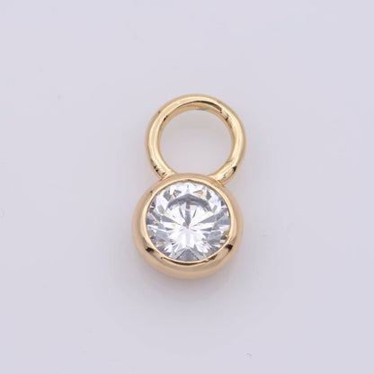 14k Gold Filled Micro Pave CZ Geometric Pendant Charm Mini Clear CZ Circle Bezel Cut Pendant Charm With Large Hole M482