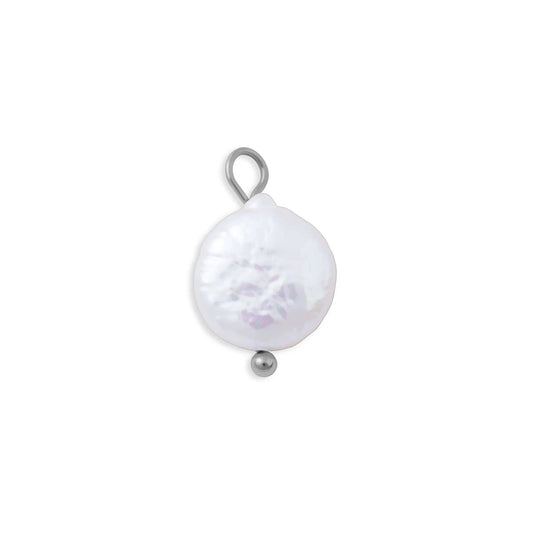 18K Gold PVD Stainless Steel Baroque Pearl Charm: Stainless