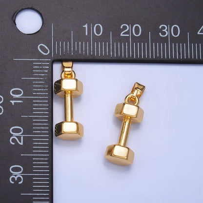 24K Gold Filled Barbell Dumbbell Lifting Fitness Sports Pendant | AA1011