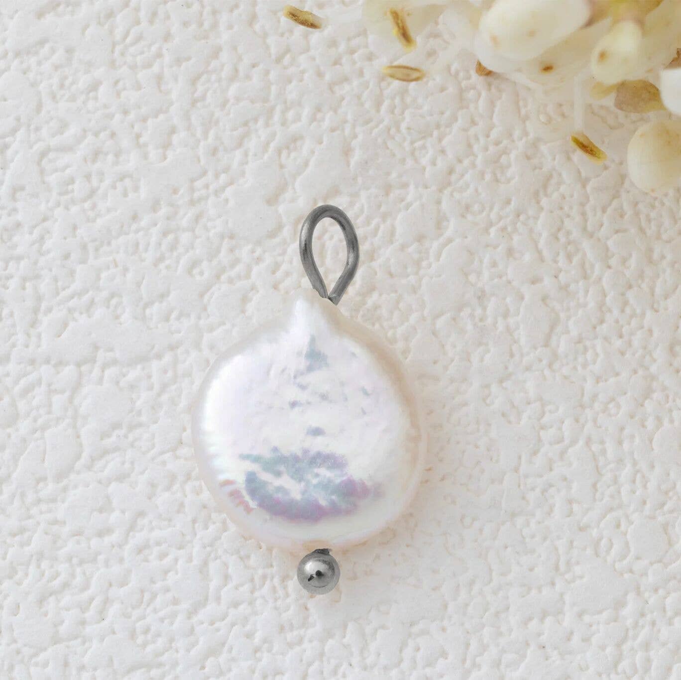 18K Gold PVD Stainless Steel Baroque Pearl Charm: Stainless