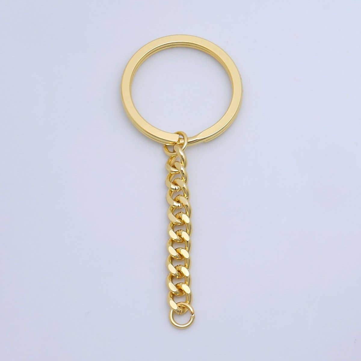 24K Gold Filled 3-Inch Curb Chain Drop Keychain Findings | Z1073