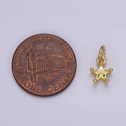 14K Gold Filled Celestial Star CZ Birthstone Personalized Add-On Charm | AG549 - AG560: Dark Blue