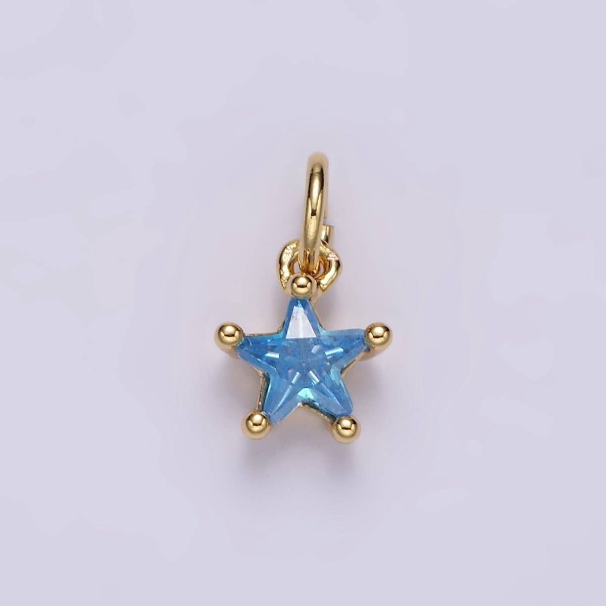 14K Gold Filled Celestial Star CZ Birthstone Personalized Add-On Charm | AG549 - AG560: Dark Blue