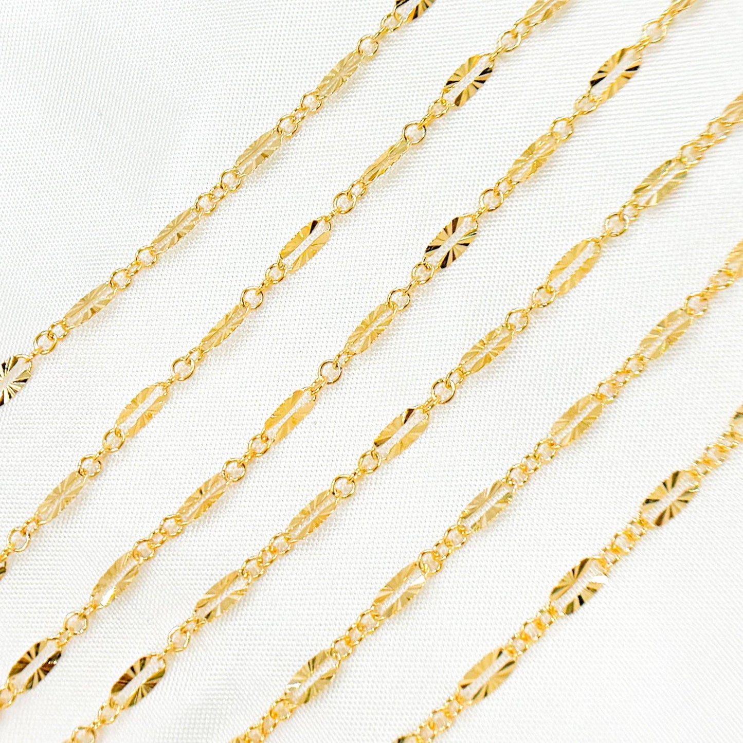 Permanent  Jewelry 14K Gold Filled Diamond Cut Marina Link Chain: 5.1mm-6mm 7in