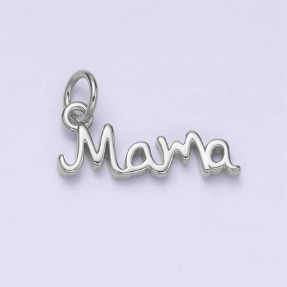 24K Gold Filled 23mm "Mama" Handwritten Script Sideway Charm | AC1420: Gold