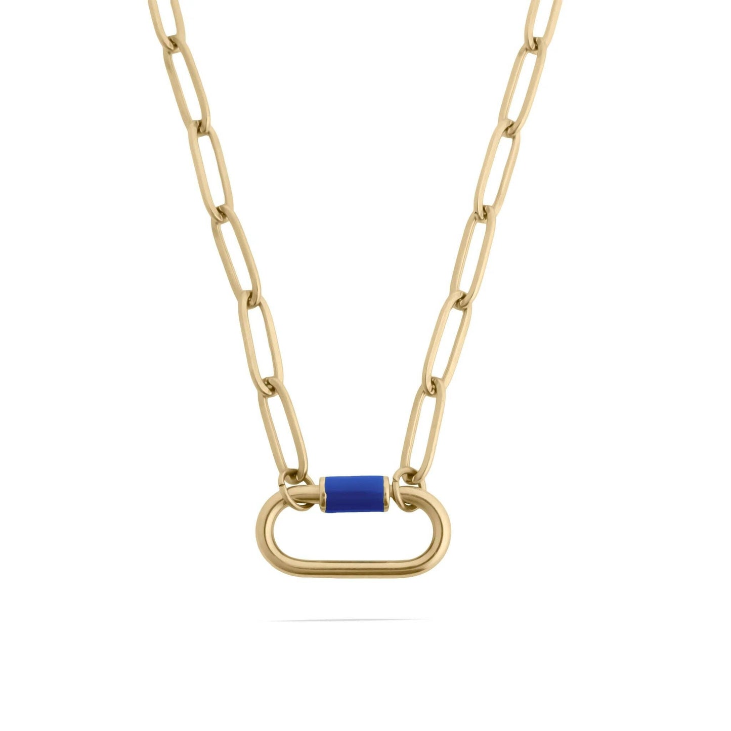 18K Gold PVD Colorful Carabiner Necklace: White / 18"+2"