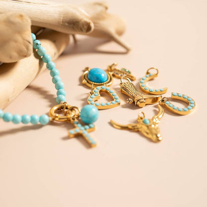 18K Gold PVD Western Charm Bar Charm Set (9pc): Gold