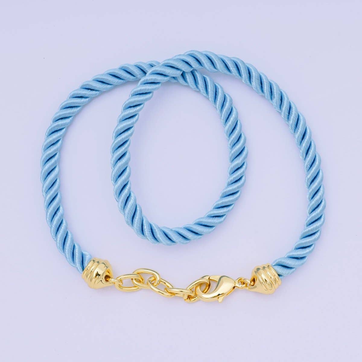 24K Gold Filled Red, Blue, Pink, Beige Twisted Braided Cord Chain Necklace | WA-2440 ~ WA-3830: Pink / 18.11 Inches