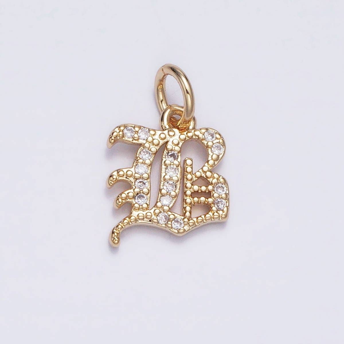16K Gold Filled Initial Letter Old English Font Personalized Micro Paved Add-On Charm | A-572-A-584: ALL INITIAL