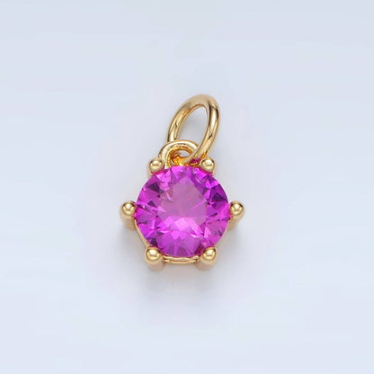 24K Gold Filled 8mm Round CZ Birthstone Personalized Charm | AG871 - AG876: December - Zircon