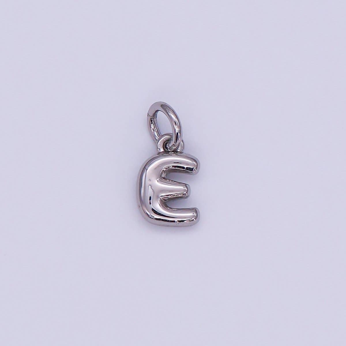 White Gold Filled 10mm Initial Letter Chubby Balloon Mini Charm | A029 - A041: Letters Set