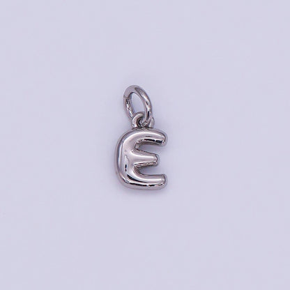 White Gold Filled 10mm Initial Letter Chubby Balloon Mini Charm | A029 - A041: Letters Set