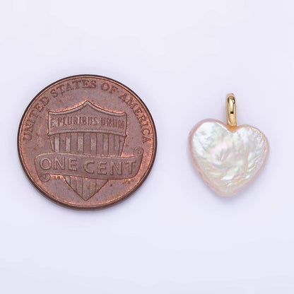 14K Gold Filled 16mm Freshwater Pearl Heart Pendant | P1855