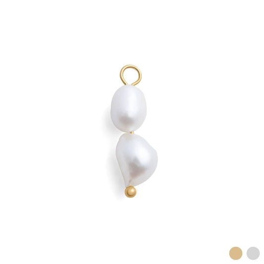18K Gold PVD Stainless Steel Double Freshwater Charm: Gold
