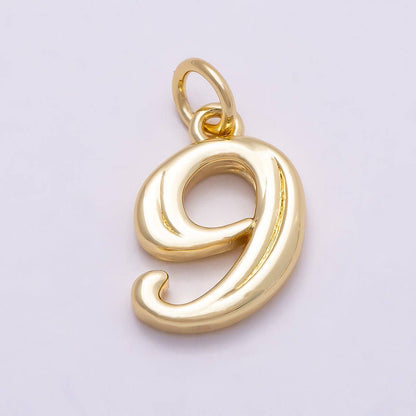 16K Gold Filled 14mm Minimalist Molten Number Numerology Charm | Charms-00878 ~ Charms-00887: Numbers 0-9 Set