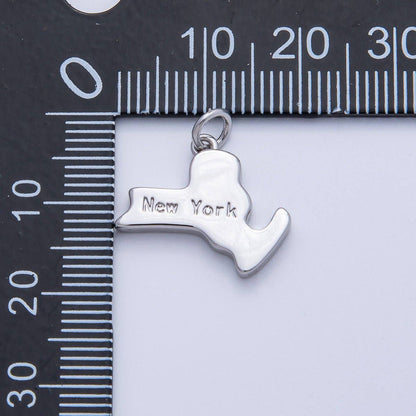 18K Gold Filled United States of America State Map Charm in Gold & Silver | AK064 - AK113: SILVER / 49. Texas