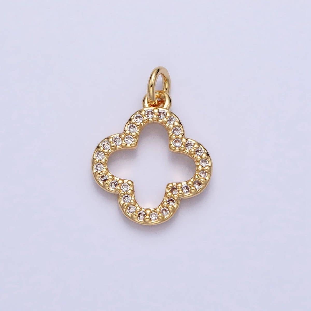 Gold, Silver Mini Lucky Four-Leaf Clover Quatrefoil Open Charm | AC-733 AC-734: Silver