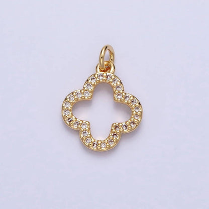 Gold, Silver Mini Lucky Four-Leaf Clover Quatrefoil Open Charm | AC-733 AC-734: Silver
