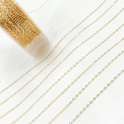 Permanent  Jewelry 14K Gold Filled Cable Chain: 1.1mm-2mm 7in
