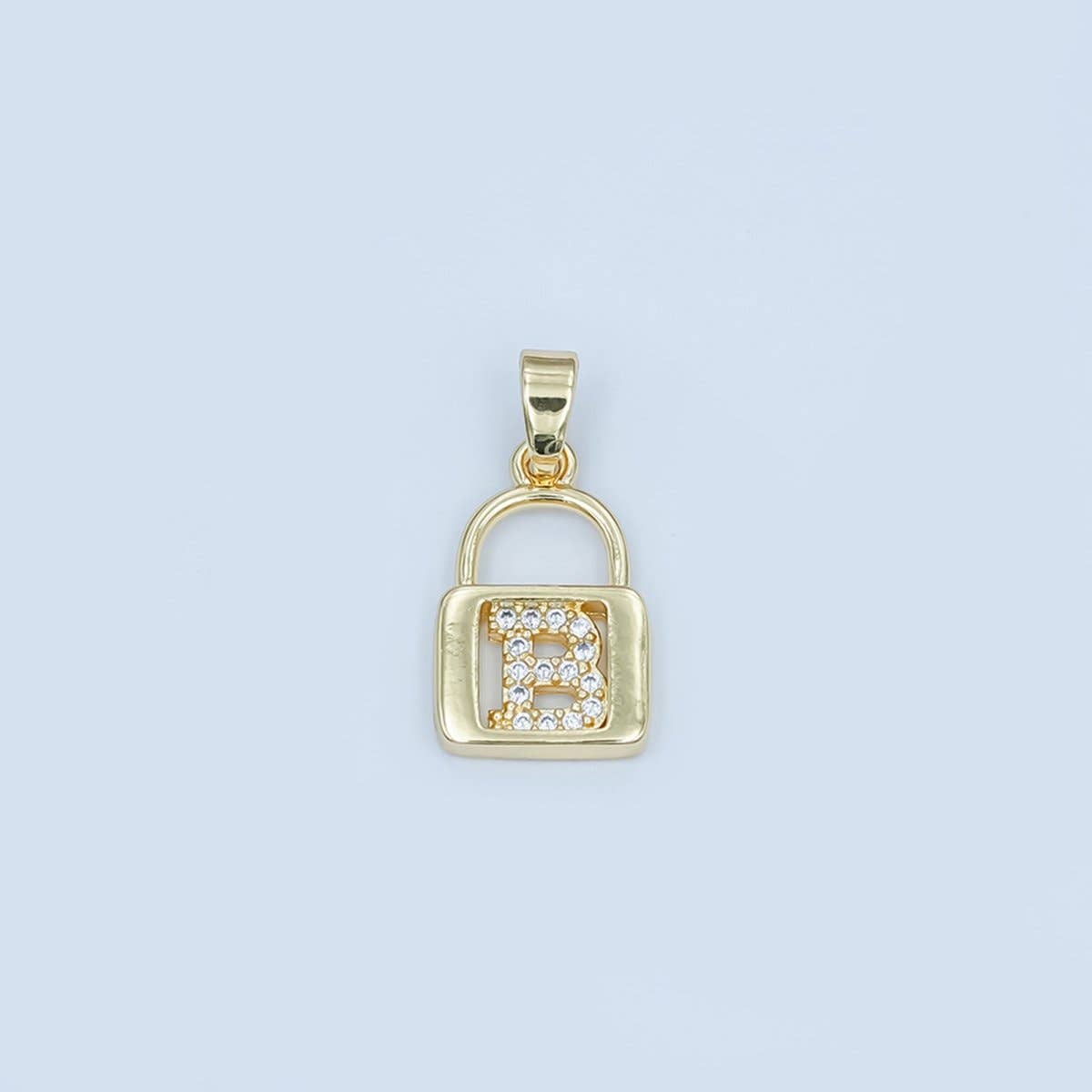 24K Gold Filled Micro Paved Initial Letter Padlock Pendant | A001 - A013: Letter K