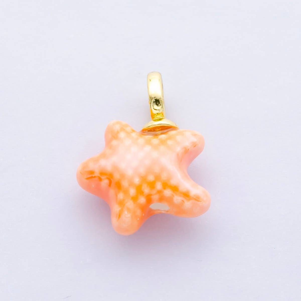 24K Gold Filled Nature Floral Mushroom Pet Sea Sell Ceramic Drop Charm: 21 Pink House