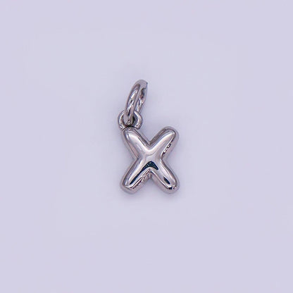 White Gold Filled 10mm Initial Letter Chubby Balloon Mini Charm | A029 - A041: Letters Set