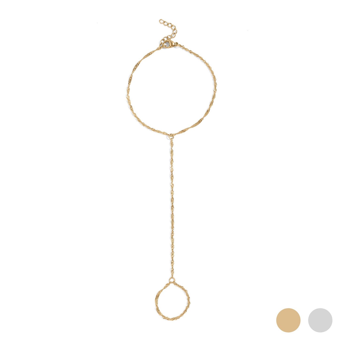 18K Gold PVD Stainless Steel Singapore Hand Chain: Stainless