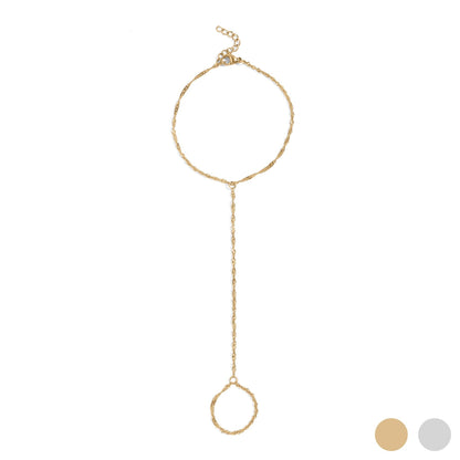 18K Gold PVD Stainless Steel Singapore Hand Chain: Gold