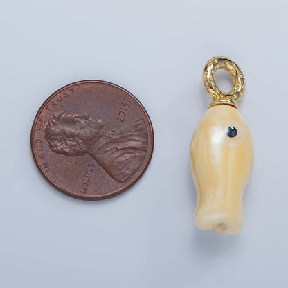 24K Gold Filled 30mm Enamel Fish Sea Animal Ceramic Drop Charm | X794 - X801: White
