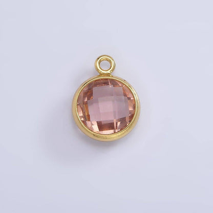 9mm Round BIRTHSTONE Cubic Zirconia Circle Gold Charm Add on Component For Jewelry Making | N-1209 N-1210: Green