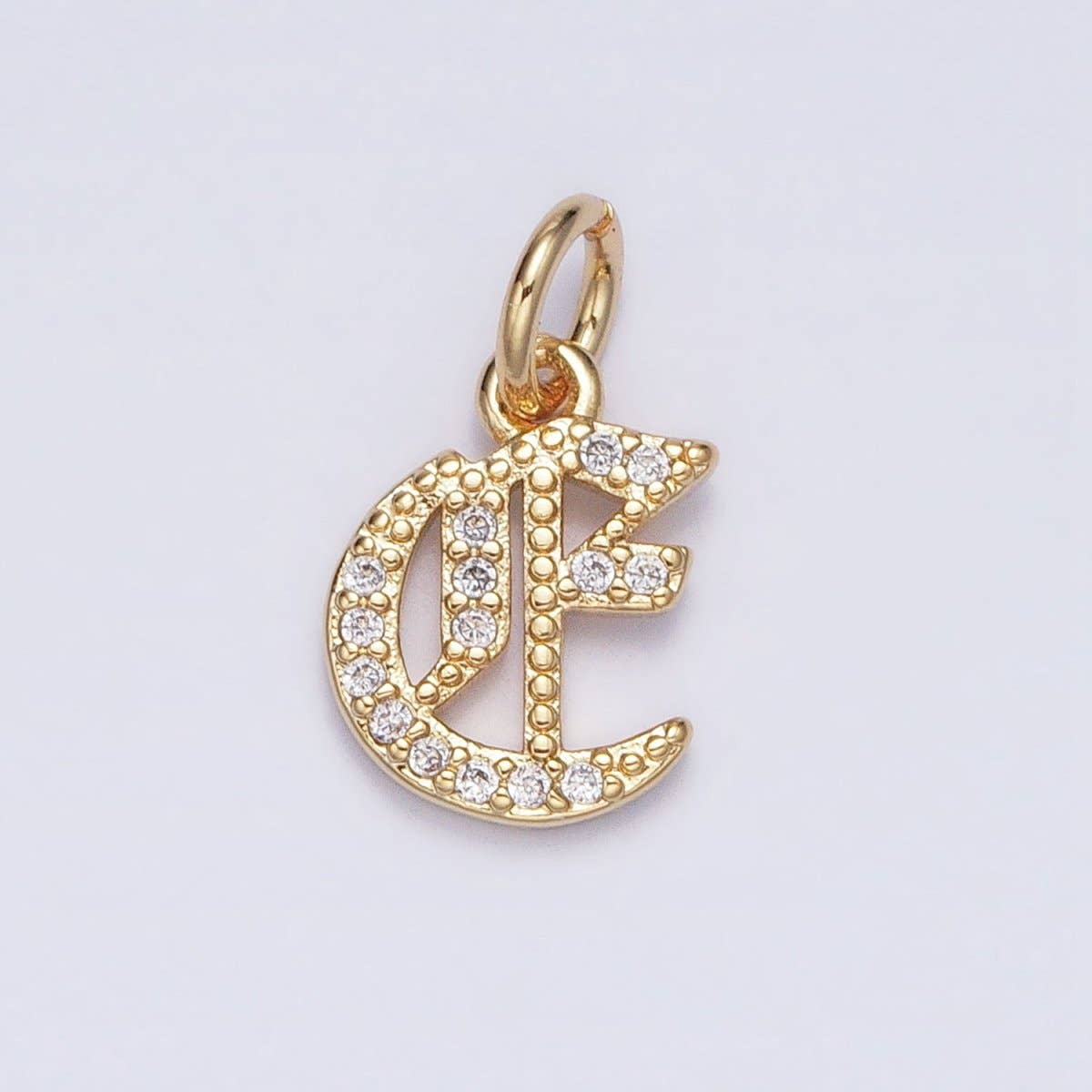 16K Gold Filled Initial Letter Old English Font Personalized Micro Paved Add-On Charm | A-572-A-584: ALL INITIAL