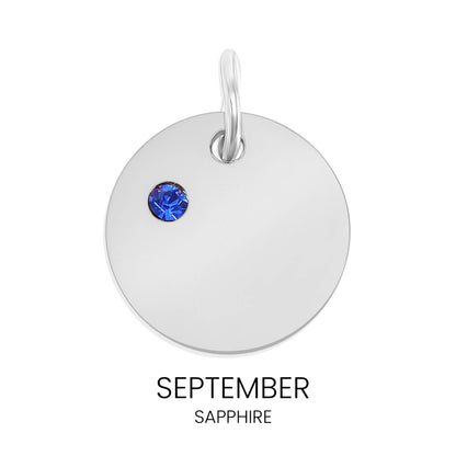 Stainless Steel Blank Engravable Circle Birthstone Charm: May/Emerald