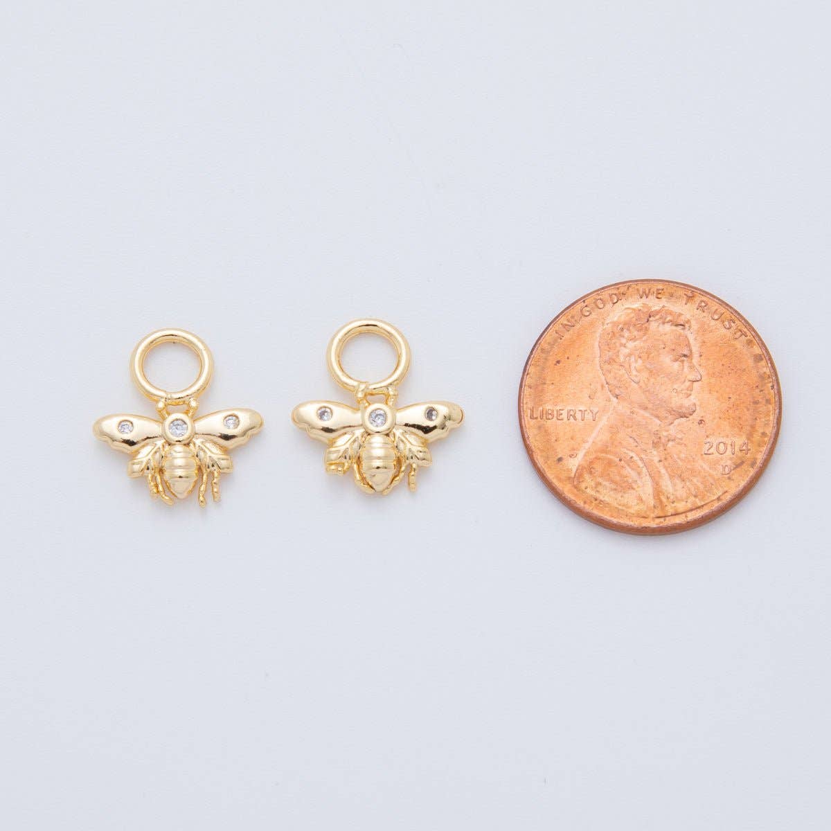 18K Gold Filled CZ Bumble Bee Insect Add-On Drop Earring Charm | AF752