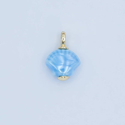 24K Gold Filled Nature Floral Mushroom Pet Sea Sell Ceramic Drop Charm: 21 Pink House